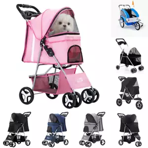 Pet Stroller Dog Cat Pram Travel Carrier Foldable Pushchair Outdoor Large - Picture 1 of 26