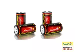 4x 18350 1200mAh Rechargeable Battery 3.7V TF 18350 Trustfire Batteries + case - Picture 1 of 4