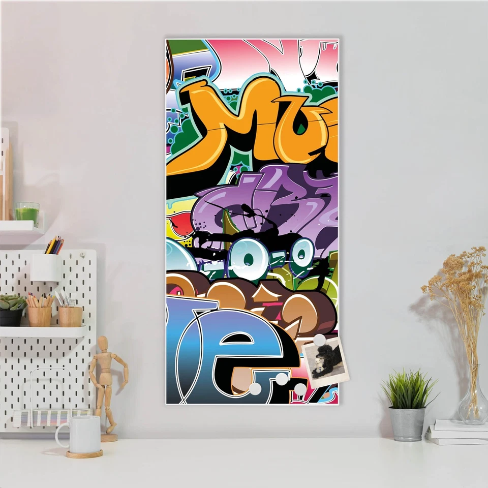 banjado Design Magnetwand aus Metall Motiv Pinnwand Magnettafel Graffiti - Bild 1 von 1