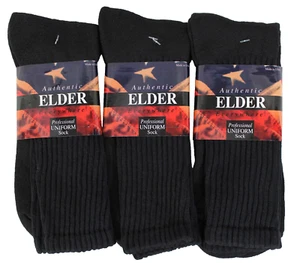 Crew-Socken 3 Paar Größe 13-15 schwarz älter klassisch Baumwolle hergestellt in den USA - Bild 1 von 5