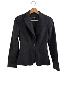 Bebe Womens Black Pinstripe Blazer Size 0 Single Button Closure - Picture 1 of 5