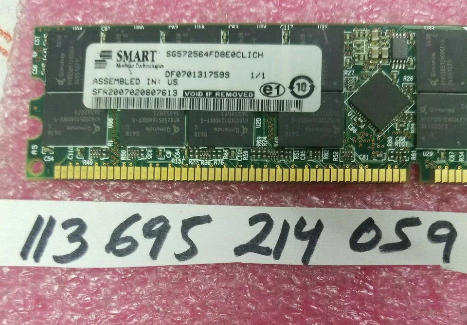 2GB 184p PC3200 CL2.5 36c 128x4 DDR400  2Rx4 ECC 2.5V RDIMM  RDIMM  - Image 1 of 1