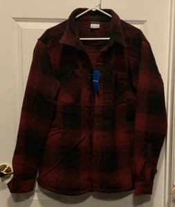Columbia Shirt Jacket Mens Plaid Wool Blend Sword Creek EXS NWT Red/Black Men’s - Picture 1 of 4