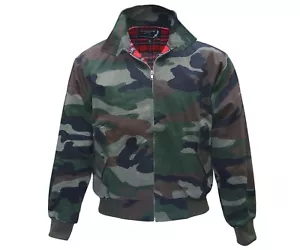 Heavy England Style Jacket Tartan Lined Woodland Camo Punk Skinhead Army - Picture 1 of 7