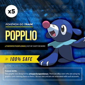 x5 Popplio Pokemon #728 GO Gen 7 Alola - Imagen 1 de 4