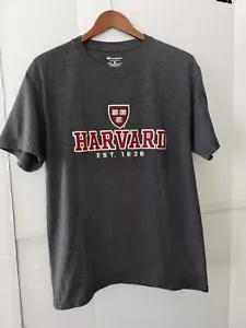 Harvard Medium Gray Champion TShirt Embossed Academia Collegiate Casual - Picture 1 of 4
