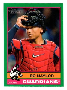Bo Naylor 2025 Topps Heritage #366 Green Refractor SP 22/99 Cleveland Guardians - Imagen 1 de 2