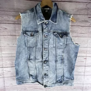 Adidas Neo Denim Vest Jacket Men’s Sz L Trucker Cotton Buttons Pockets Jean - Picture 1 of 8