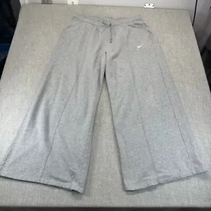 Nike Phoenix Sweatpants Womens 2XL Gray Super Wide Leg Baggy Fleece Swoosh - Picture 1 of 10