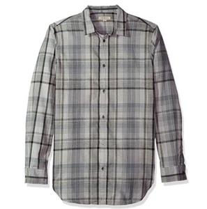 Calvin Klein Men's Brushed Highland Plaid Button Down Shirt, Pewter, S - Picture 1 of 1