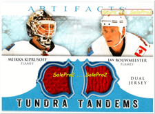 UD ARTIFACTS 2011 JAY BOUWMEESTER / MIIKKA KIPRUSOFF TANDEMS DUAL GAME JERSEY