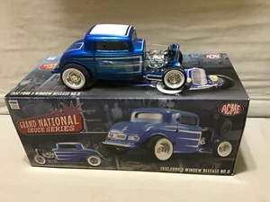 FORD 1932 GRAND NATIONAL DEUCE #3 BLUE 3 WINDOW NON FENDERED 1/18 ACME 5008 !!! - Picture 1 of 8