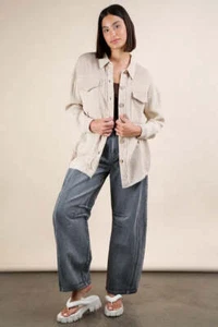 VERY J Mineral Washed Oversized Gauze Shacket - Picture 1 of 9