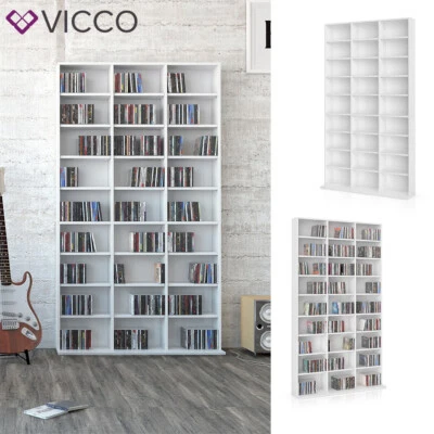 Étagère CD étagère média étagère debout pour DVDBluRay Blanc étagère mural Vicco