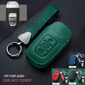 Cowhide Leather Remote Key Case Cover For Audi A4 Rs4 A5 A6 A7 A8 Q3 Q5 Q7 B8