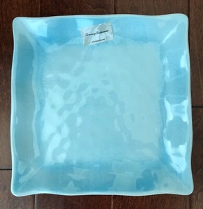 x4 TOMMY BAHAMA Aqua Blue SQUARE Melamine Dinner Plate Set BEACH OCEAN NWT - Picture 1 of 4