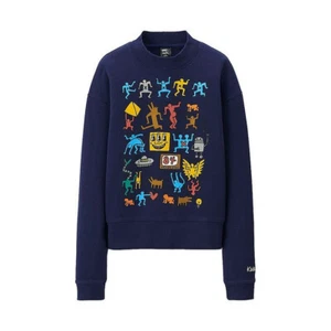 UNIQLO x Keith Haring SPRZ NY Womens XL Navy Sweatshirt Terry Pullover 80s Art - Picture 1 of 18