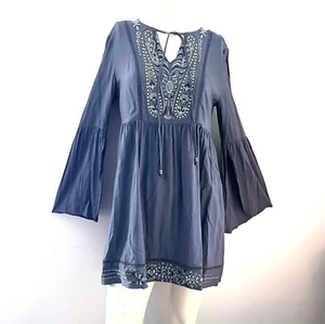 Knox Rose Boho Dress Womens M Slitted Bell Sleeves Mini Y2K Hippie Whimsical - Picture 1 of 12