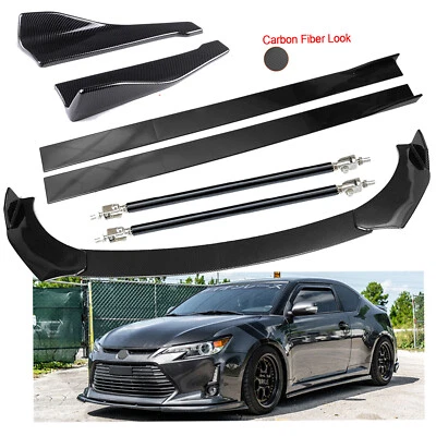 Front Lip Chin Bumper Body Kit Side Skirt For Scion TC 2005- Carbon Fiber Look Foto 1 de 4