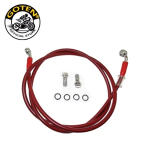 TUBO FRENO IN TRECCIA AERONAUTICO MOTO SCOOTER RACING UNIVERSALE 110 cm ROSSO - Foto 1 di 7