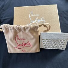 Christian Louboutin KIOS White Spiked Studded Leather Card Holder Case Wallet