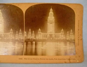 Stereoview B W Kilburn The Great Electric Tower At Pan American Exposition (O) - Picture 1 of 4