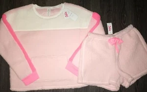 Girls justice 2pc sherpa sleep set size 8 new pink colorblock  - Picture 1 of 3