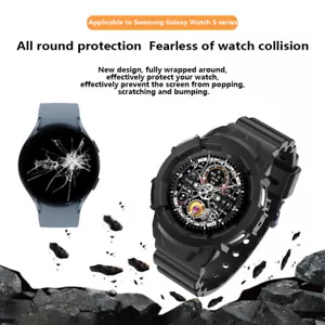 For Samsung Galaxy Watch4/5/5pro 40/44/45mm Fall Prevention Silicone Band+ Case - Foto 1 di 24