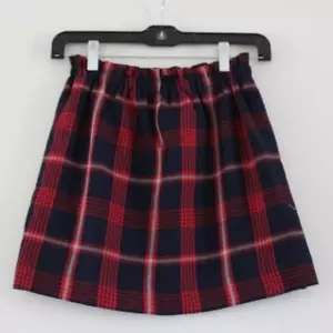 NWT Bonpoint Fluette Wool Cotton Red Navy Plaid A-Line Skirt 12 - Picture 1 of 7