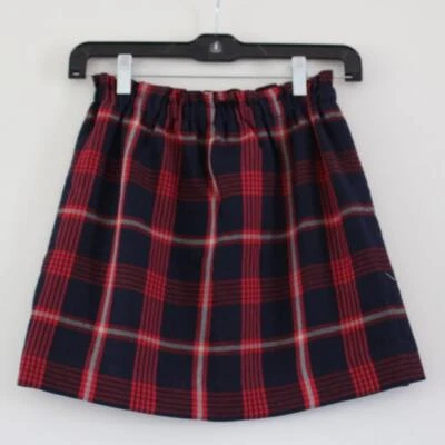 NUEVO CON ETIQUETAS Falda Bonpoint Lana Fluette Algodón Rojo Azul Marino A Cuadros Línea A 12 Foto 1 de 4