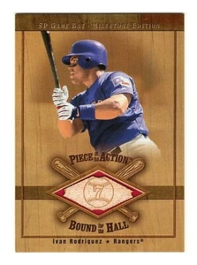 Tarjeta de murciélago Ivan Rodríguez Texas Rangers 2001 SP Juego Bat Edición Hitos - Imagen 1 de 2