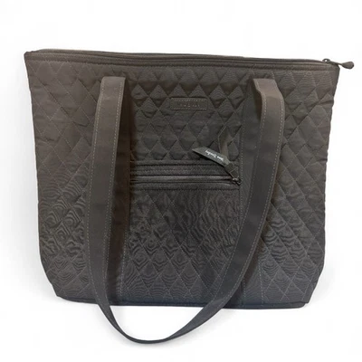 Vera Bradley Classic Black Quilted Tote Bag Purse Large Zip Pockets Spacious - Image 1 of 4