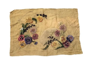 1950 Vtg Uncompleted Handmade Beautiful Color Floral From Maine Rug Textile - Picture 1 of 8