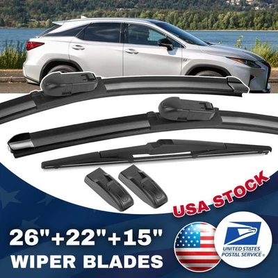 Premium 3PCS 26"& 22"& 15"Front & Rear Wiper Blades For Lexus RX450h 2010-2013 - Изображение 1 из 4