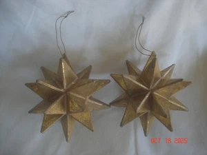 SCHÖNES KONVOLUT 2 Vintage MCM GOLD PAPPMACHE 3-D 20 PUNKT STERN ORNAMENTE 5" SCHÖN! - Bild 1 von 4