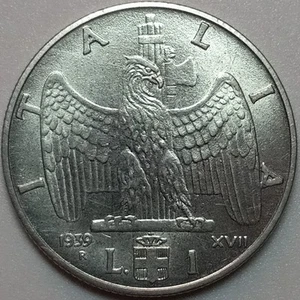 1939-R Italy 1 Lira XVII Magnetic- UNC (Lot#1) - Picture 1 of 2