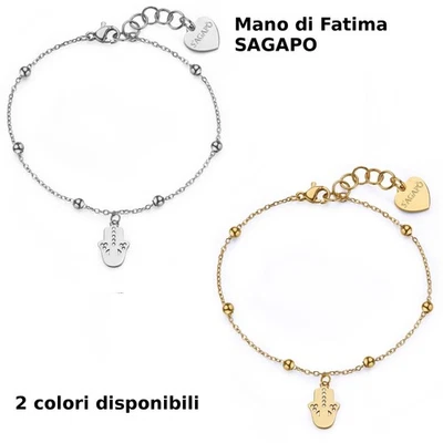 S'agapo Bracciale donna Mano di Fatima acciaio o dorato Sagapo SWH17 SWH18 - Immagine 1 di 2