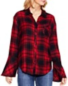 Vince Camuto Stateside russisch rot schwarz kariert Rüschen Top Shirt S neu mit Etikett $ 89 - Bild 1 von 1