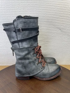 Freebird Ravi Damengröße US 8 halbhohe eisgraue schwarze Lederstiefel - Bild 1 von 18