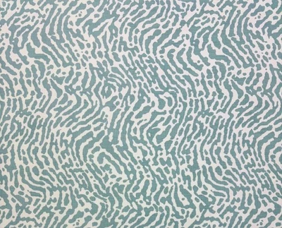 THIBAUT ST CROIX AQUA BLUE GEO CORAL LINEN KNIT BACKING FABRIC 3.75 YARDS 54"W - Image 1 of 4