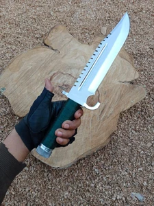 Custom Handmade Carbon Steel Hunting Bowie (Replica Rambo Bowie knife) Hunting - Picture 1 of 9
