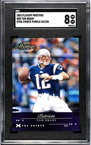 Playoff Prestige 2002 Tom Brady #85 Xtra Points púrpura/150 SGC 8 casi nuevo-como nuevo - Imagen 1 de 2