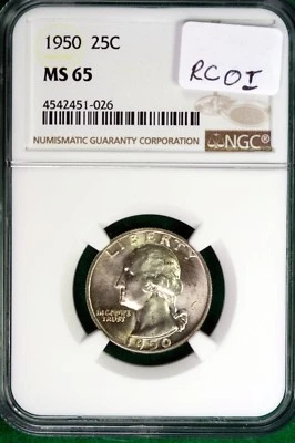 1950 - NGC MS65 Washington Quarter Dollar!!! #B9851 - Image 1 of 2