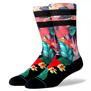 STANCE PAU ST CREW CASUAL SOCKS SIZE LG MENS 9-13 BLACK HAWAIIAN TROPICAL NEW - Picture 1 of 7