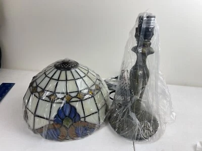 Mediterranean Style Blue/yellow  Table Lamp Stained Glass Bedroom Desk Light New - Image 1 of 4