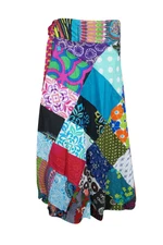 Womens Wrap Skirt Patchwork Printed Cotton Cover Up Gypsy Hippie Chic Skirts