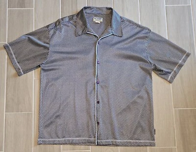 Vintage BC Ethic Lounge Velvet Mix Button Up Bowling Shirt Short Sleeve Blue XL - Image 1 of 4