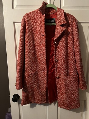 Cappotto Gianni Versace donna rosso lana bianca tweed taglia 40