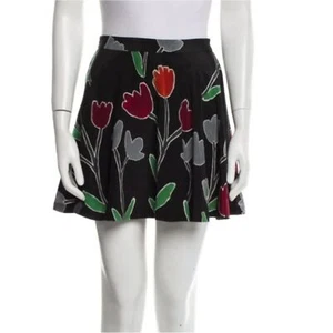 Alice + Olivia A-Linien-Minirock Seide mit Blumenmuster Größe 2 - Bild 1 von 12