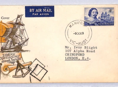 AUSTRALIA 1963 FDC *NAVIGATORS* 4s Tasman SHIP ILLUSTRATED First Day Cover YN176 - Image 1 of 4